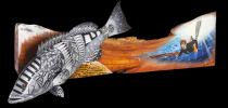 "Black Grouper Prowl"  60" x 15" x 5"  Retro depiction of our spearfishing adventures hunting the extremely smart & difficult catch.