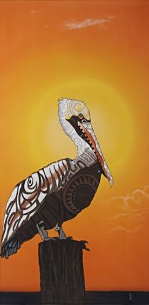 "Inherent Pelican"  24" x 48"  Peaceful view of Tampa's local friend.