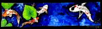 "Koi Morning"  34" x 9" x 1"  Beauty of Mother Nature & her children that provide a peaceful oasis for us.